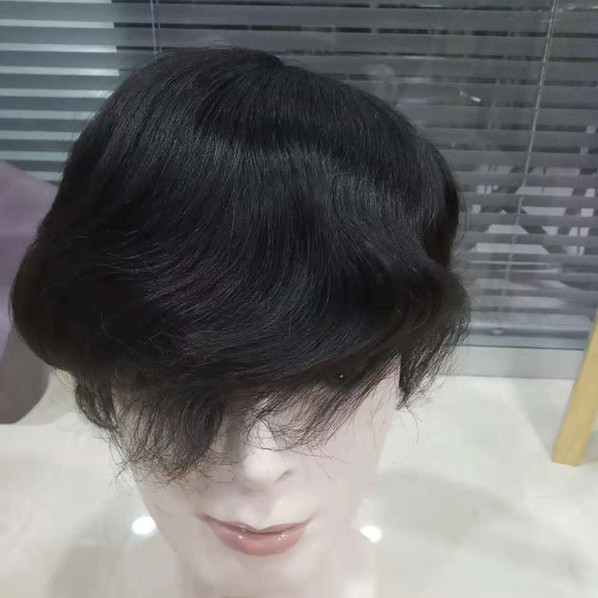 Silk base men toupee in stock,men wig short hair,wig for men human hair,permanent wig for men HN297